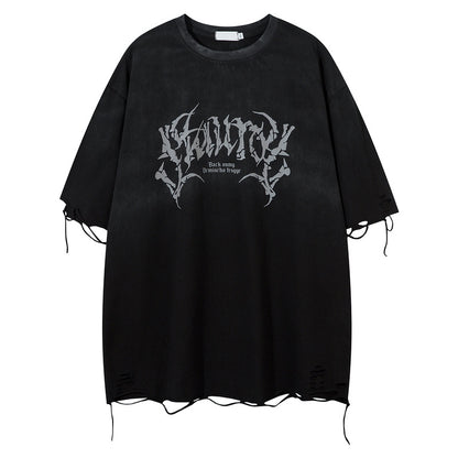 Retro Tattered Half Sleeve T-shirt