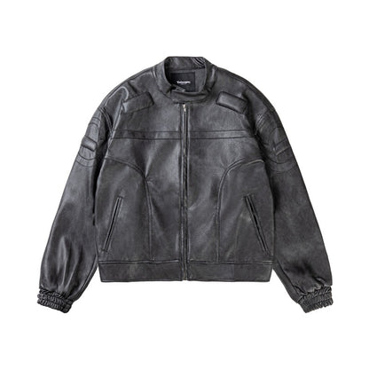 Marbling Pattern Leather Jacket