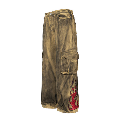 Soil Wind Tie-dyed Cargo Jeans
