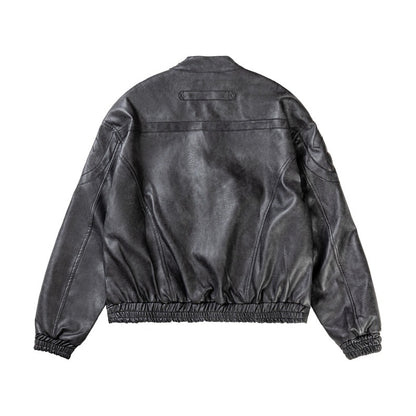 Marbling Pattern Leather Jacket