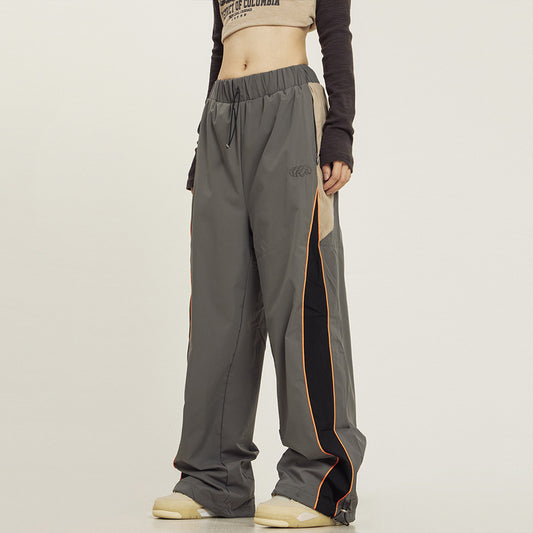 Floor Pants With A Sense Of Drape Unisex Retro Patchwork Sports Pants