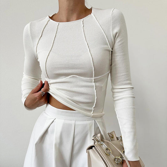 Solid Color Split Thread Knitted Top
