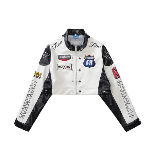 Letter Embroidery Short Jacket