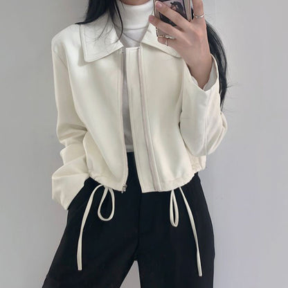 Lapel Zipper Leather Jacket