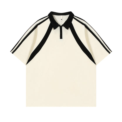 Contrast Color Short-sleeved Cotton Polo Shirt