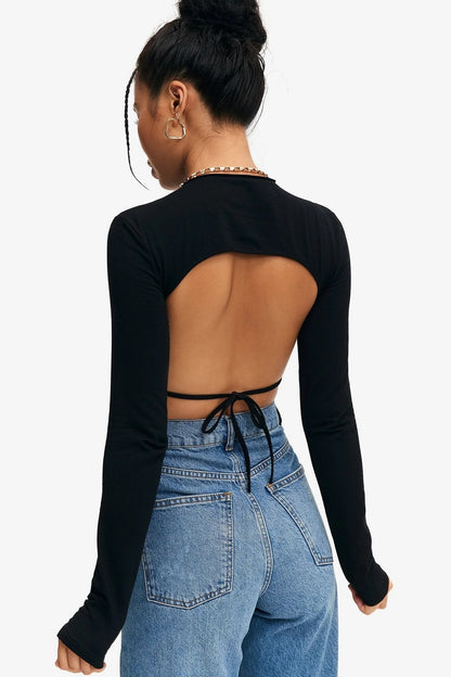 Backless Curved Hem Crop Top