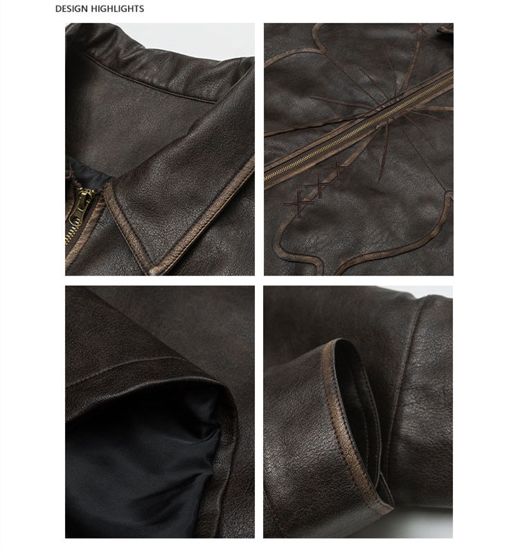 American Retro Butterfly Leather Jacket