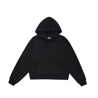 Solid Color Terry Zipper Hoodie