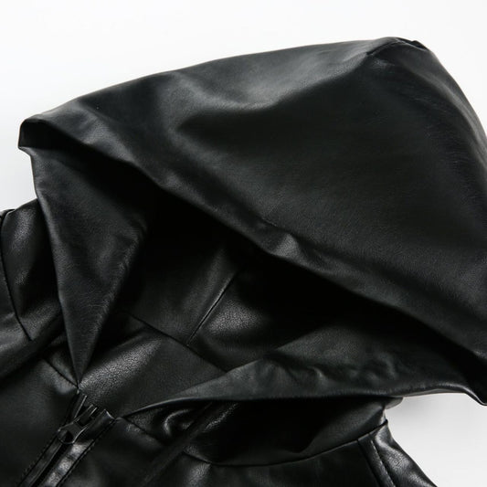 American Retro Hooded Leather Jacket