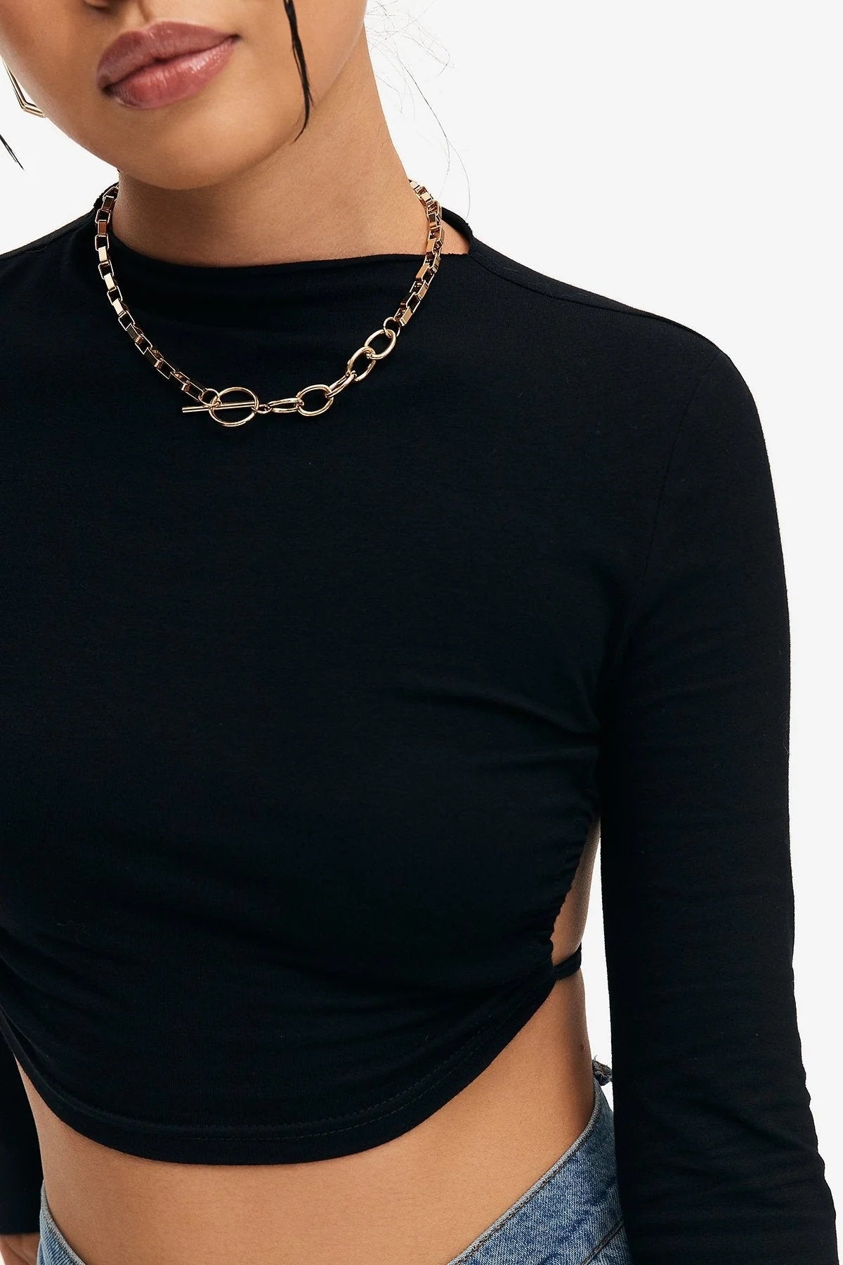 Backless Curved Hem Crop Top